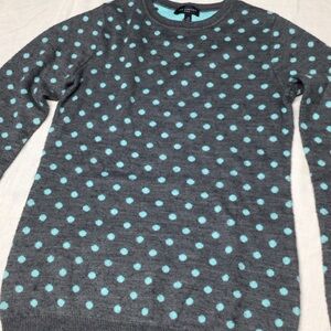 The Limited Gray and Blue Polka Dot Sweater